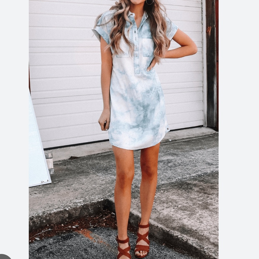 Style & Co NWT❗️Bleached Denim Tie-Dye Button-Up Dress - Picture 6 of 6